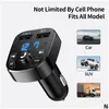 Bluetooth Car Kit Hands- Kompatibelt med 5,0 FM-sändare Player Card Charger Fast QC3.0 Två USB JACKS Drop Delivery Automobiles Mot OTFNR