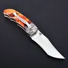 Hot A1914 Pocket Folding Knife 440C Satin Drop Point Blade Stainless Steel Sheet/ABS Handle Outdoor Camping Hiking Fishing EDC Knives with Nylon Bag