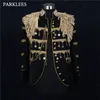 Herenpakken Blazers Mens Gold Tassels Court Prince Stijlvolle pak Jacket Brand Stand Kraag Slim Fit Steampunk Gothic Vintage Uniform kostuum Homme 230427