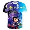 Homens Camisetas Verão Coraline T-shirts Dos Desenhos Animados Anime 3D Imprimir Homens Mulheres Casual Moda Oversized Camisa de Manga Curta Crianças Tees Tops Roupas