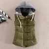 Gilet 2021 donne di inverno solido gilet di spessore con cappuccio casual femminile caldo outwear cotone imbottito ufficio signore monopetto chaleco mujer