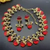 Collier ras du cou pour femmes, glaçure de gelée, framboise, chaîne de pull courte, clavicule exagérée, boucles d'oreilles, ensemble de bijoux