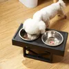 Feeding Dog Food Bowl Stainless Steel Dog Cat Double Bowl With Stand Adjustable Height Dogs Feeders Adjustable Elevated Pet Double Bowls