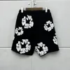 Men's Shorts Black Gray Puff Print Men Women High-Quality Drawstring Breeches