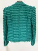 Giacche da donna Cappotto corto bianco verde scuro da donna 2023 Autunno Designer Bordo in nappa Tweed spesso con collo in piedi Giacca da lavoro slim fit