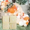 Boîte personnalisée avec lettres de l'alphabet en Grain de bois, fournitures de fête, décoration de mariage, d'anniversaire, fête prénatale pour enfants, garçon et fille, ballon de 1er an