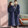 Mäns Sleepwear Classic Autumn Winter Smooth Flanell Bathrobe For Men Women Plus stor storlek Förlänger lång varm mantel otaku fleece klädsel