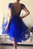 Short Homecoming Dresses Royal Blue Short Sleeve Appliques A-Line Backless Party Gowns Princess Mini Birthday Prom Graudation Cocktail Party Gowns 13