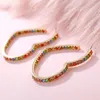 Dangle Earrings Korea Rhinestone Big Heart Fashion Women's Opening Multi-Color Crystal Love Brincos Jewelry Gifts
