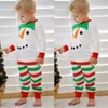 Одежда набора детский мальчик мальчик снеговик снеговик топы для полосатых брюк рождественская одежда Постат
