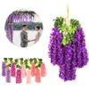 Flores decorativas Decoração de casamento 1 peça Falsa Wisteria Artificial Flower Vine Ivy Garland pendurada Plantas de seda Rattan Party Party