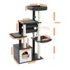 Scratchers Modern Cat Tree Wooden Cat Tower z Sisal Scratosing Posts Platforma wielopoziomowa z uroczym mieszkaniem dużym hamakiem i górnym okonem