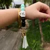 Boho personnalisé tasse tasse silicone perles bracelet pu gland porte-clés pour cadeaux