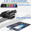 2022 4 in 1 USB C CAR CHARGER 36W MULTI USB TAGENTETT LIGHTER ADAPTER 12V/24VデュアルUSBタイプC PD高速車充電器アダプター