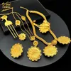 Hochzeit Schmuck Sets ANIID Äthiopischen Gold Überzogene 6 stücke Für Frauen Dubai Blume Form Nigerianischen Luxus Halskette Schmuck Set Geschenke 231124