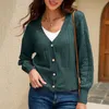 Vestes Femmes Hiver Femmes Soild Pull Manteau Automne Manches Longues Dames Outwear Court Pardessus Couleur Pure Bouton Cardigan