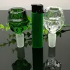 Glass Pipes Smoking Manufacture Hand-blown hookah Green cartoon pattern glass adapter bubble head