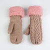 Cinq doigts gants 2023 mode solide Mohair cachemire hiver femmes chaud épais laine de mouton tricot torsion mitaines pour dames Mitaine Laine