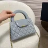 Sac à bandoulière élégant pour femmes élégantes 19cm en cuir en cuir en cuir en diamant en or