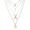 Collier bohème chaîne plaqué or lune pour femmes, pendentif multicouche, bijoux de fête pour filles, vente en gros, 2023