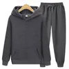 Herr t -skjortor Autumn Winter Solid Suit Hoodie Pants Hooded Sweatshirt sportkläder Casual Slim Fit