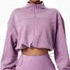 Chemises actives couleur unie entraînement femmes coton Sport Yoga veste à manches longues épais col montant fermeture éclair Fitness manteau vêtements de gymnastique