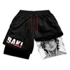 Men's Shorts Anime Manga Baki Hanma Gym Workout For Men Athletic Quick Dry 2 In 1 Compression With Pockets Activewear Running