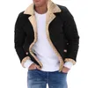 Herrenjacken Herren Plus Size Wintermantel Reverskragen Langarm gepolsterte Lederjacke Vintage verdicktes Schaffell mit Kapuze für 231127