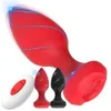 Sex Toy Massager Rechargeable Remote Control 10 Frequency Vibrating Threaded Rose Silicone Anus Climax Anal Plug Female Toys