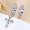 Diamond Passed Test 925 Silver White Gold Plated Flashing Moissanite Cross Earrings Jewelry for Men Women Nice Gift Studs