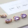 Pendant Necklaces 10pcs KC Gold Plated Faceted 8x12mm Quality Purple CZ Drops Charms DIY Chain Necklace Bracelet Making