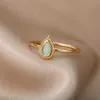 Anneaux De Bande Opale Goutte D'eau Anneaux Pour Les Femmes Or Couleur En Acier Inoxydable Bague De Fiançailles De Mariage Femme Bijoux Cadeau D'anniversaire Livraison Gratuite AA230426