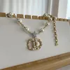 Estrella Colgante de doble letra Collar de perlas Diseñador para mujer Nunca se desvanece Diamante 18K Chapado en oro Cadena de suéter Regalo de boda Accesorios de joyería