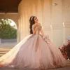 Pembe Quinceanera Elbiseler 2023 Tatlım Kapalı Omuz Prensesi Tatlı 15 16 Yaş Doğum Günü Prom Partisi Gown Sırtsız Gala Hediyesi