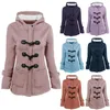 Women's Jackets Winter Hooded Coats For Women Casual Warm Plush Horn Button Padded Jacket Solid Slim Fit Fleece Clothes
