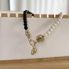 Pendentif collier de perles chaîne de chandail noir et blanc série Tai Chi plaqué or 18 carats double lettre concepteur pour les femmes ne se fanent jamais cadeau de mariage accessoires de bijoux