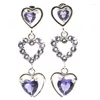 Stud Earrings Buy 2 Get 1 Free 38x12mm Lovely Cute Heart Shape Red Blood Ruby Purple Spinel Daily Wear Silver