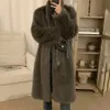 Futro męskie sztuczne futra imitacja lis futra dla mężczyzn jesienna zima ciepła gęstwa moda elegancka solidna prosta luźna płaszcz stand-up