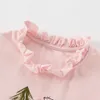 Clothing Sets Western Boutique Wholesale Summer Cartoon Animals Ruffles Gauze Pink Short Sleeves Princess Baby Girls Dress Designs