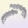 Iced Out CZ Mouth Teeth Grillz Caps Top Bottom Grill Set Мужчины Женщины Вампирские грили 18K Позолоченные аксессуары в стиле рок-панк-рэпер 8269252