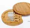 Bamboo Cheese Board and Knife Set Round Charcuterie Boards Swivel Meat Platter Holiday Housewarming Gift Kitchen Tools SEAWAY DWD16170950