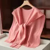 Scarves Spring and Autumn 100% Pure Wool Knitted Small Shawl Female Knotted Sweater Scarf Shoulder Neck Protection Cashmere Bib Dual-Use 231127