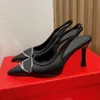 Zapatos de vestir dama retro letra metálica tacones altos moda punta puntiaguda slingbacks gatito tacón sandalias lujo mujer fiesta elegante zapato de boda