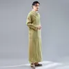 Ethnic Clothing Men Chinese Cotton Linen Solid Robe Gown Ancient Mandarin Collar Casual Coat Retro Button Harajuku Plus Size XL Loose