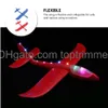 Jeux de nouveauté Toyvian Avions pour enfants Lancer un avion en mousse Illuminer le modèle d'avion Glow Fête d'anniversaire Faveur à l'extérieur Document volant Amqel