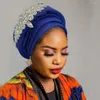 Этническая одежда, роскошная шляпа-тюрбан со стразами для женщин, блестящая Африканская накидка на голову, головные уборы, Нигерия, авто-геле, повязка на голову, Turbante Mujer