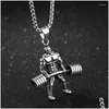 Jewelry Pendant Necklaces Exaggeration Herces Weight Lifting Necklace Mens Sports Stainless Steel Chain Punk Hip Hop Boys Fashion Jewe Dhl24