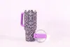 Tumbler di diamanti da 40 once con manico e bottiglia d'acqua bling di paglia Rhinestone Tumbler in acciaio inossidabile tazza da viaggio isolata mantieni le bevande fredde fai -da -te