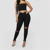 Damesjeans Zwart-wit gescheurde jeans voor dames slanke denim casual potloodvorm broek mode dameskleding S3XL drop shipp 231127