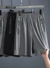 Mäns shorts plus size Summer Shorts Quick Dry Ice Silk Sporting Breeches 8xl 6xl Big Grey Black Nylon Spandex Short Pants Men's Clothing 230427